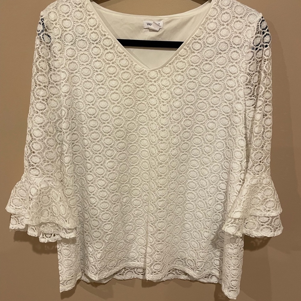 Westport stunning lace three quarter blouse with flutter sleeves